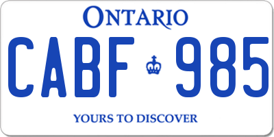 ON license plate CABF985