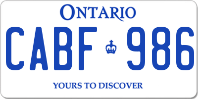 ON license plate CABF986