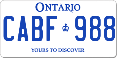 ON license plate CABF988