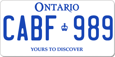 ON license plate CABF989