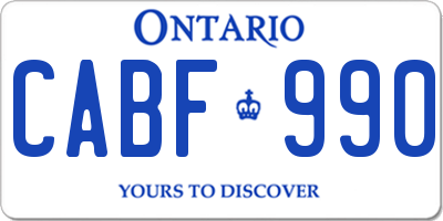 ON license plate CABF990