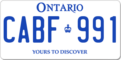 ON license plate CABF991