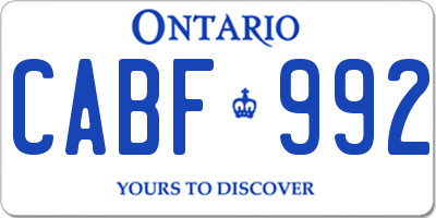 ON license plate CABF992