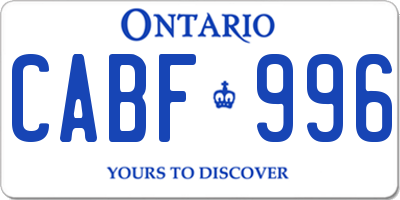 ON license plate CABF996