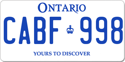 ON license plate CABF998