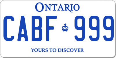 ON license plate CABF999