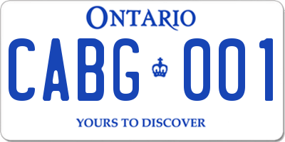 ON license plate CABG001