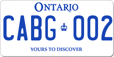 ON license plate CABG002