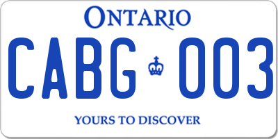 ON license plate CABG003