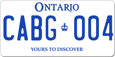 ON license plate CABG004