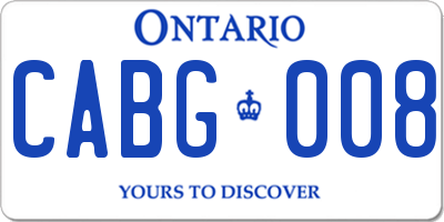 ON license plate CABG008