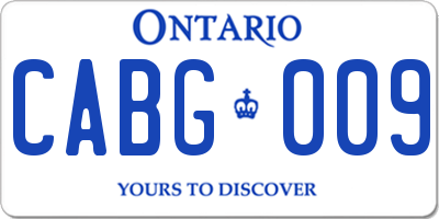 ON license plate CABG009