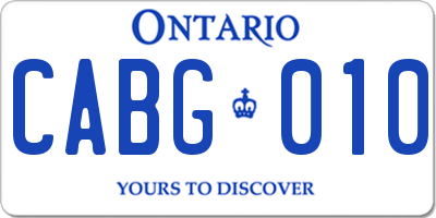 ON license plate CABG010