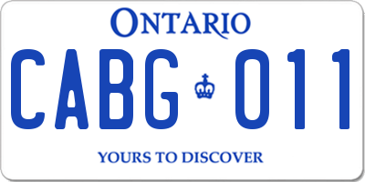 ON license plate CABG011