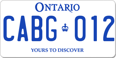 ON license plate CABG012