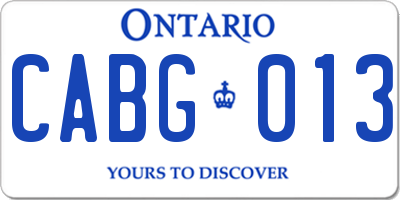 ON license plate CABG013