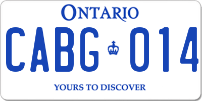 ON license plate CABG014