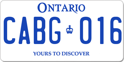 ON license plate CABG016