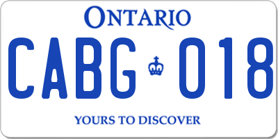 ON license plate CABG018