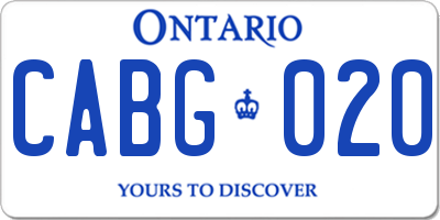 ON license plate CABG020