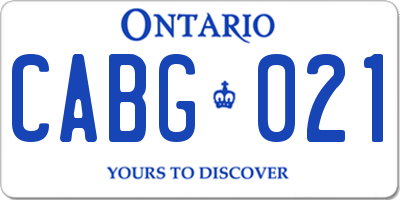 ON license plate CABG021