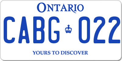 ON license plate CABG022