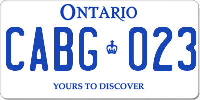 ON license plate CABG023