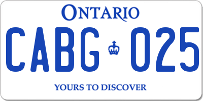 ON license plate CABG025