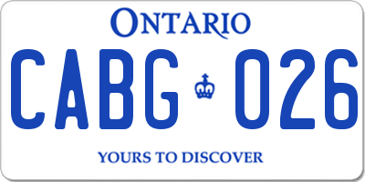 ON license plate CABG026