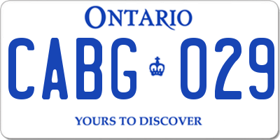 ON license plate CABG029