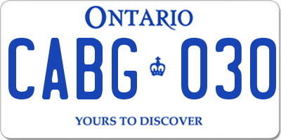 ON license plate CABG030