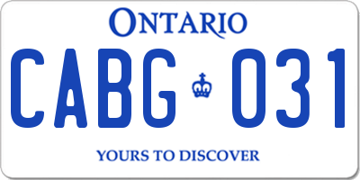 ON license plate CABG031