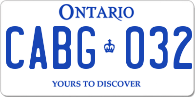 ON license plate CABG032