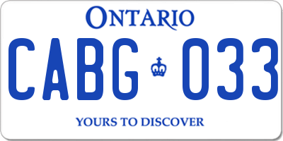 ON license plate CABG033