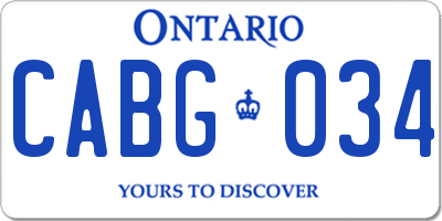 ON license plate CABG034