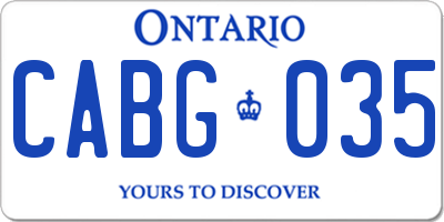 ON license plate CABG035