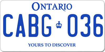 ON license plate CABG036