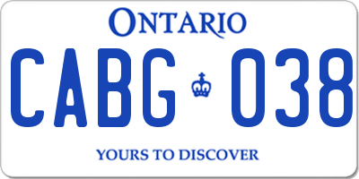 ON license plate CABG038