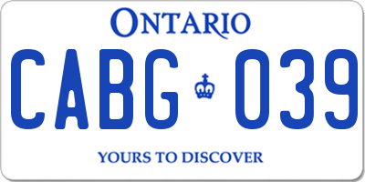 ON license plate CABG039