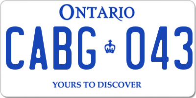 ON license plate CABG043