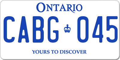 ON license plate CABG045