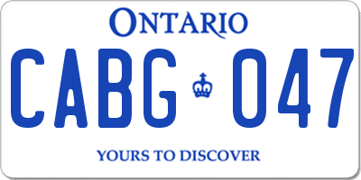 ON license plate CABG047