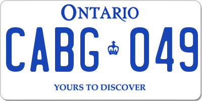 ON license plate CABG049