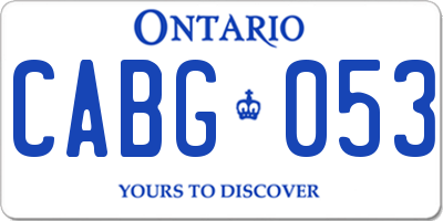 ON license plate CABG053