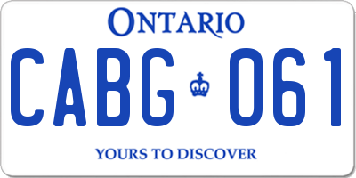 ON license plate CABG061