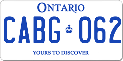 ON license plate CABG062