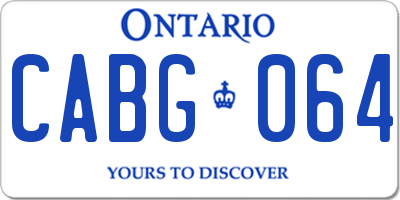 ON license plate CABG064