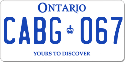 ON license plate CABG067