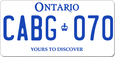 ON license plate CABG070