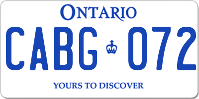 ON license plate CABG072